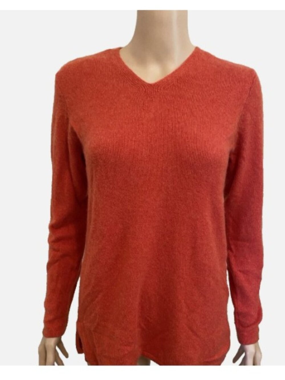 SAKS FIFTH AVENUE Salmon V Neck 100% Cashmere Sweater Small